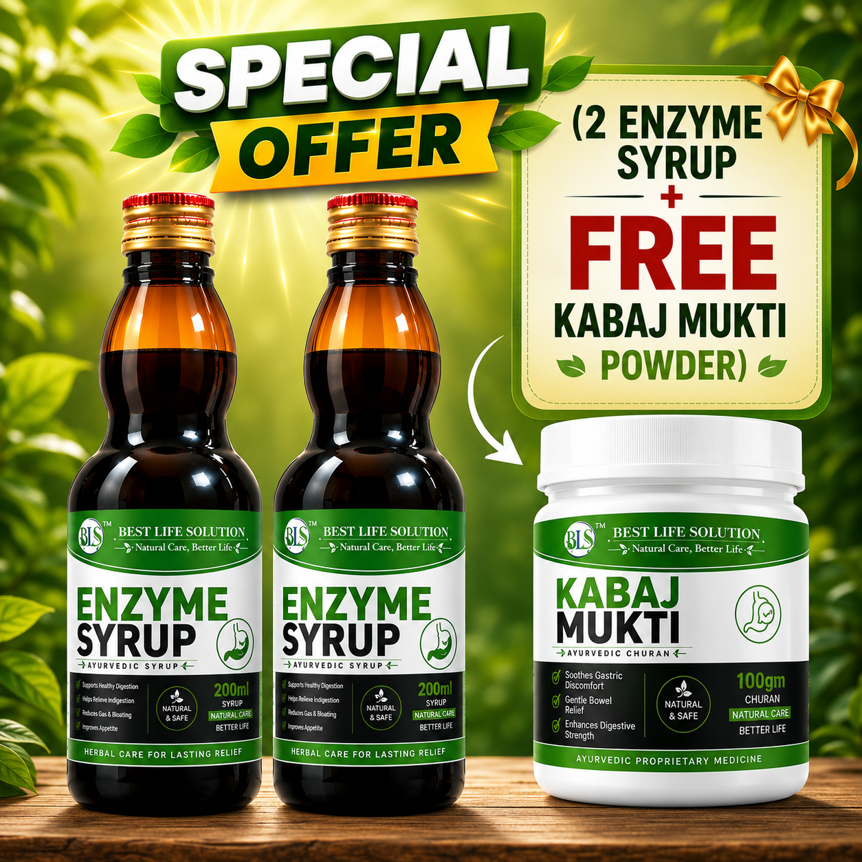 Digestive Care Special Offer (2 Enzyme Syrup + FREE Kabaj Mukti Powder)